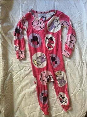 Pink Disney Minnie Mouse Girls' One-Piece Bamboo Pajamas - Zipper Front